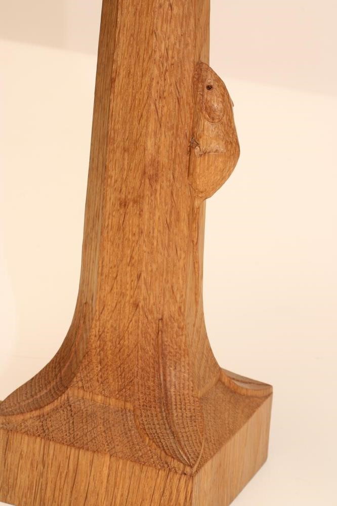 A ROBERT THOMPSON ADZED OAK TABLE LAMP BASE Image