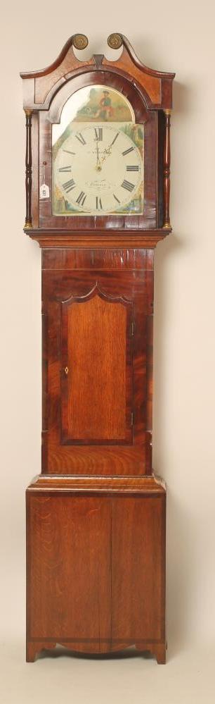 AN OAK AND MAHOGANY LONGCASE signed H. Webster Image
