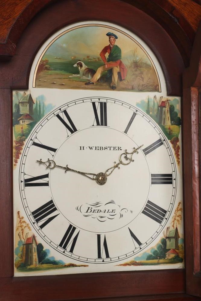 AN OAK AND MAHOGANY LONGCASE signed H. Webster Image