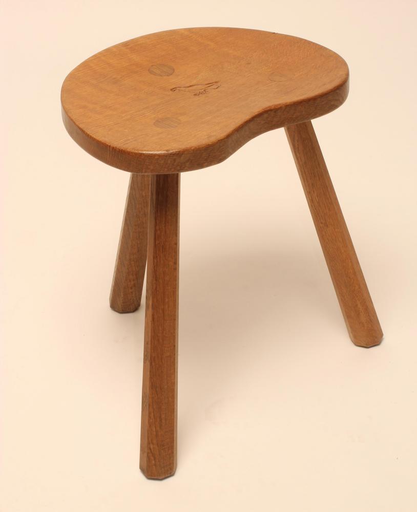 AN ALBERT JEFFREY OF SESSAY ADZED OAK STOOL Image