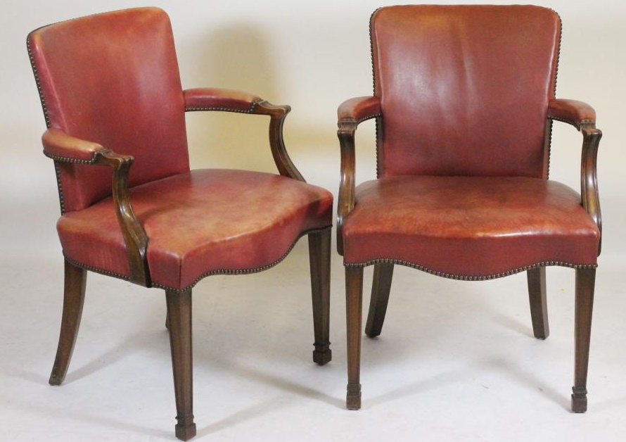 A PAIR OF MAHOGANY ELBOW CHAIRS Image