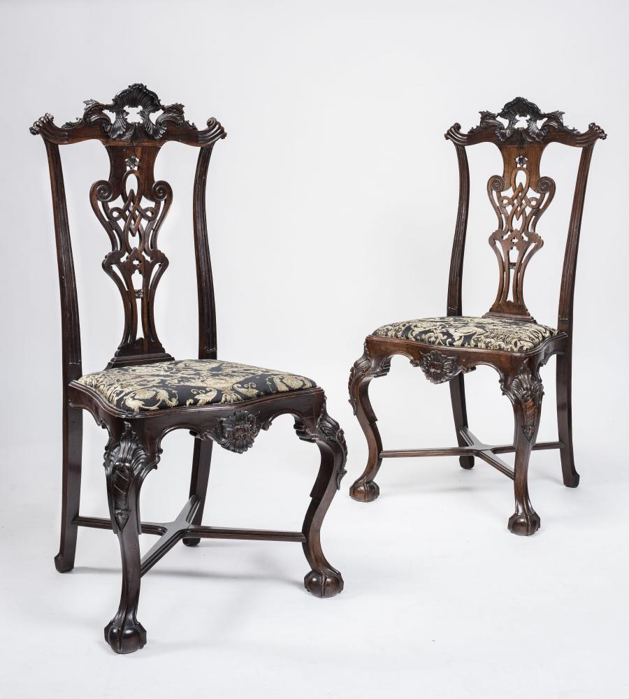 A SET OF FOUR COLONIAL ROSEWOOD(?) SIDE CHAIRS Image