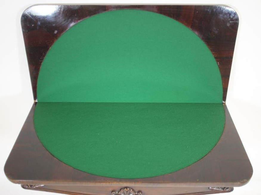 A WILLIAM IV ROSEWOOD FOLDING CARD TABLE of rounded oblong form Image