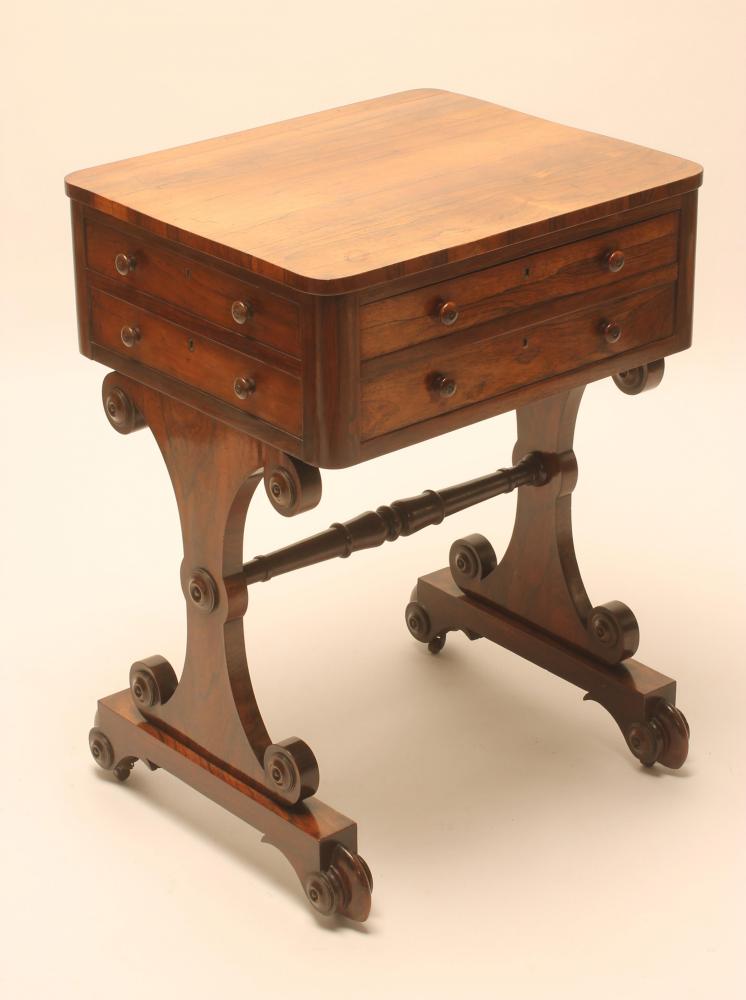 A LADY'S REGENCY ROSEWOOD SMALL SECRETAIRE of rounded oblong form Image