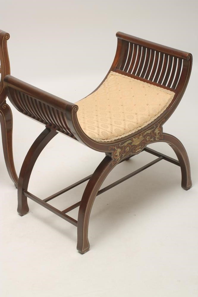 AN EDWARDIAN MAHOGANY AND INLAID ELBOW CHAIR Image