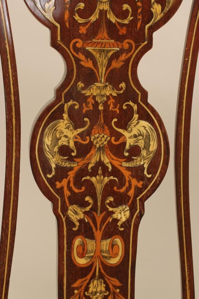 AN EDWARDIAN MAHOGANY AND INLAID ELBOW CHAIR Image
