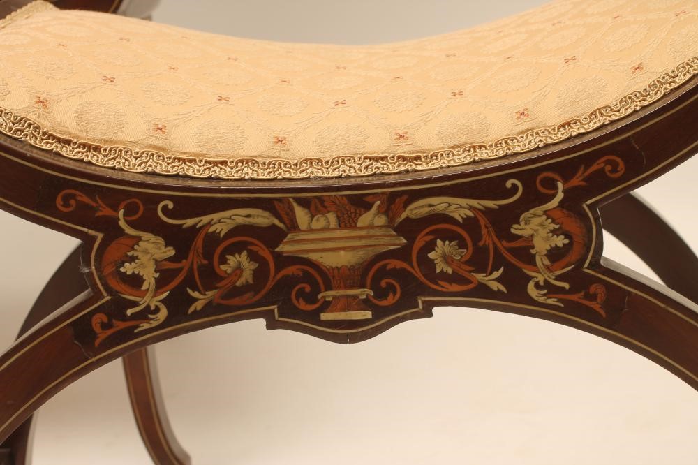 AN EDWARDIAN MAHOGANY AND INLAID ELBOW CHAIR Image