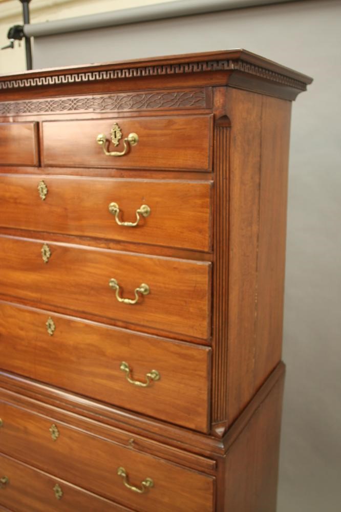 A GEORGIAN MAHOGANY AND OAK CHEST ON CHEST Image