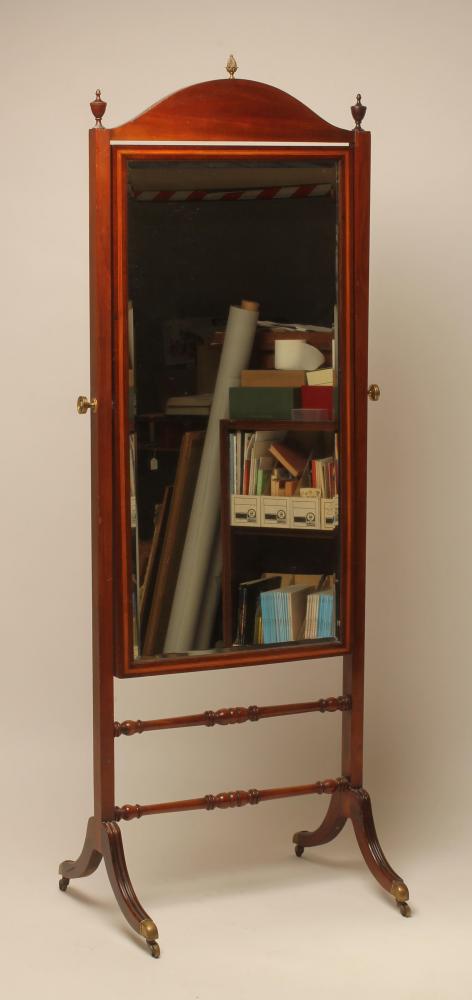 AN EDWARDIAN MAHOGANY CHEVAL MIRROR Image