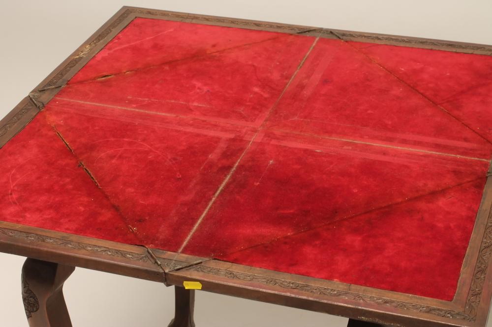 AN ANGLO INDIAN CARVED HARDWOOD ENVELOPE CARD TABLE Image