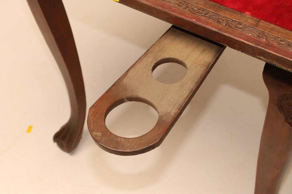 AN ANGLO INDIAN CARVED HARDWOOD ENVELOPE CARD TABLE Image