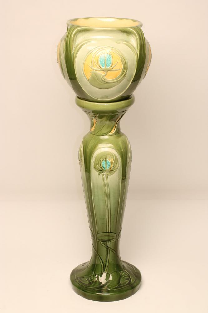 A BURMANTOFTS "FAIENCE" JARDINIERE AND STAND Image