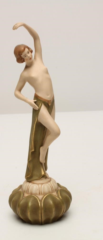 AN ART DECO ROYAL DUX BISQUE PORCELAIN FIGURE Image