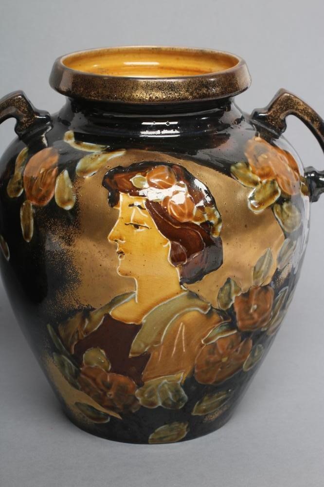 A PAIR OF THOMAS FORESTER & SONS POTTERY ART NOUVEAU "REMBRANDT" WARE VASES Image