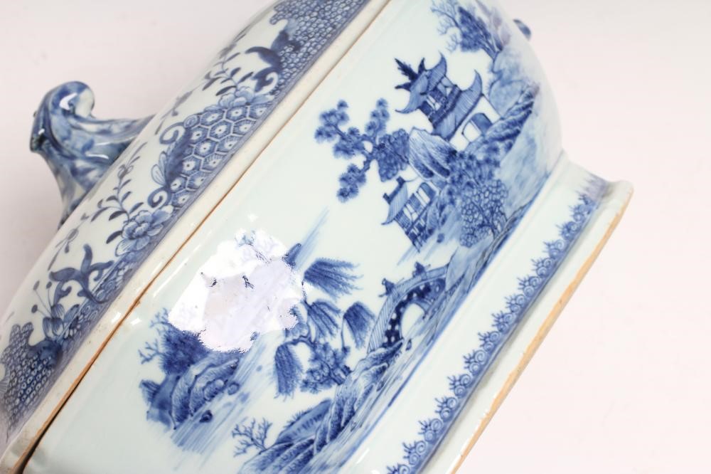 TWO CHINESE EXPORT PORCELAIN TUREENS AND COVERS of canted oblong form Image