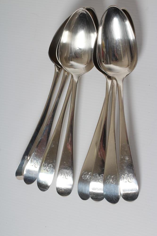 A SET OF EIGHT GEORGE III SILVER TABLESPOONS Image