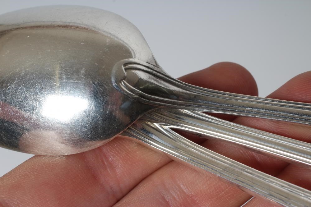 A SET OF FOUR VICTORIAN SILVER TABLESPOONS Image