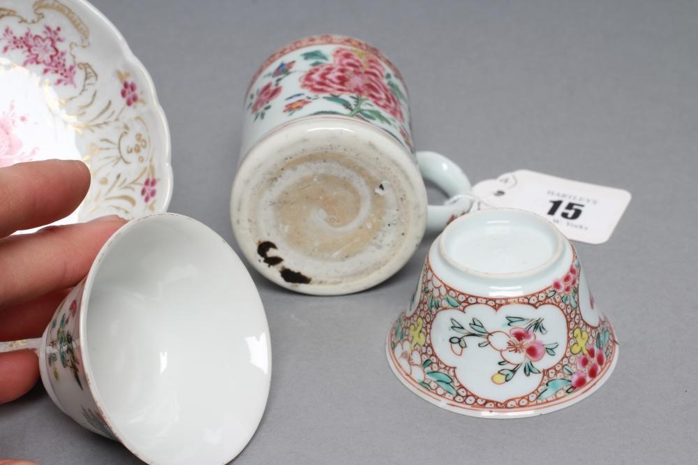 A COLLECTION OF CHINESE PORCELAIN comprising a small mug painted in famille rose enamels with peony Image