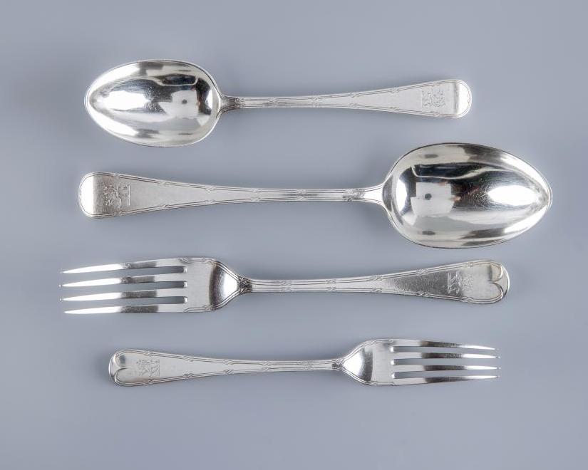 AN EDWARDIAN SILVER PART TABLE SERVICE for twelve settings Image