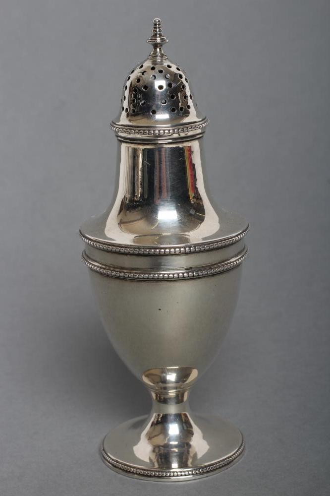 A GEORGE III VASE SHAPED SILVER MUFFINEER Image