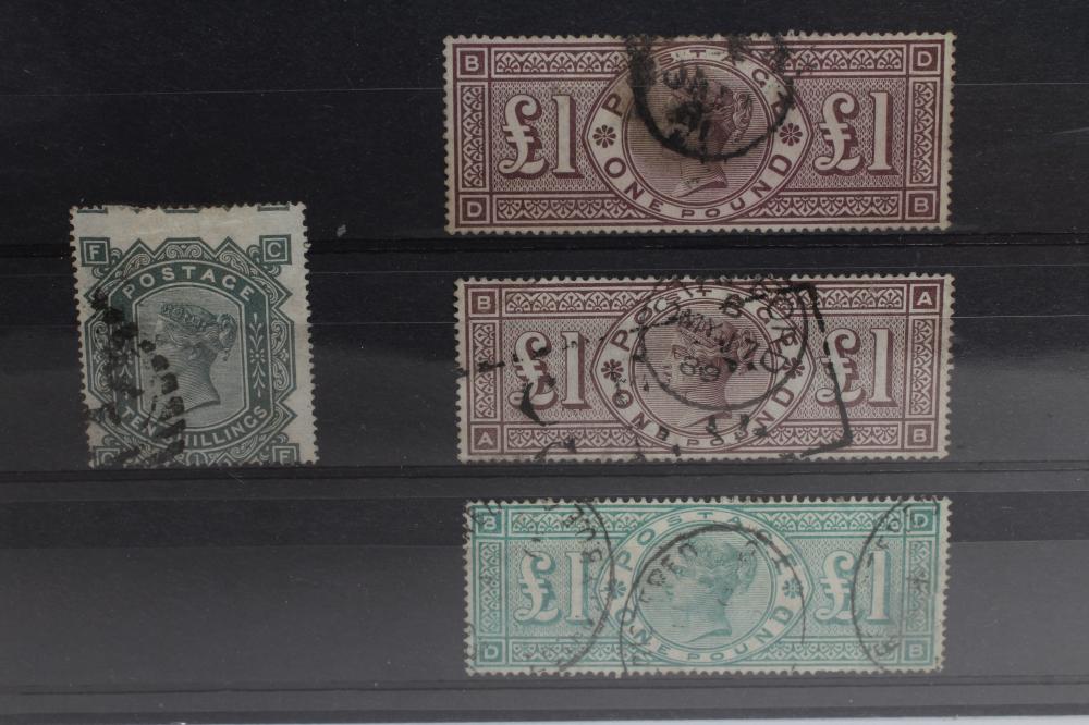 A FINE COLLECTION OF QUEEN VICTORIA HIGH VALUES comprising 1868 10 shilling grey green Maltese Cross Image