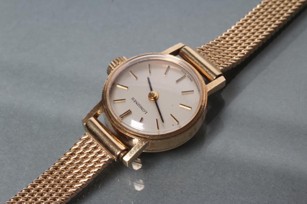 A LADY'S 9CT GOLD LONGINES WRISTWATCH Image