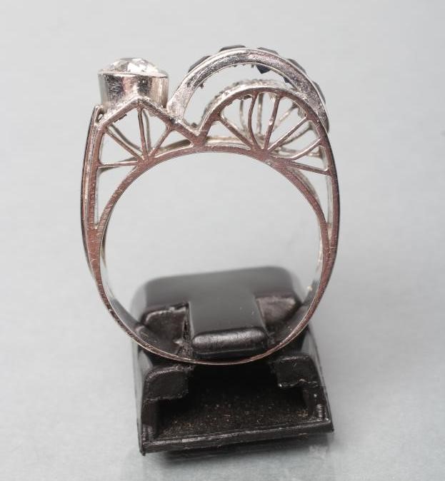 AN ART DECO SAPPHIRE AND DIAMOND COCKTAIL RING Image