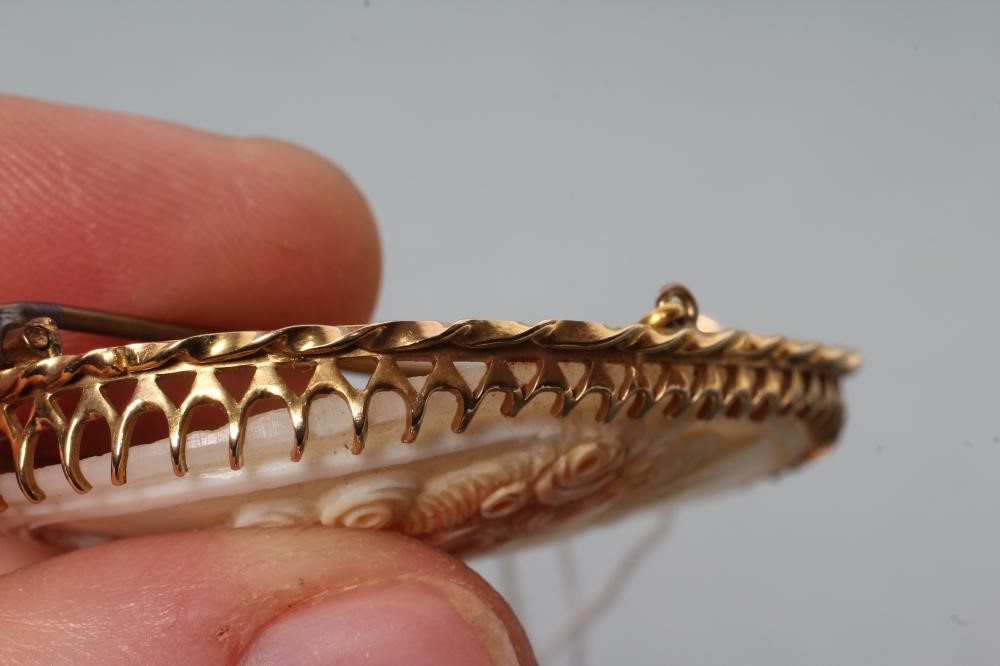 A VICTORIAN SHELL CAMEO BROOCH Image