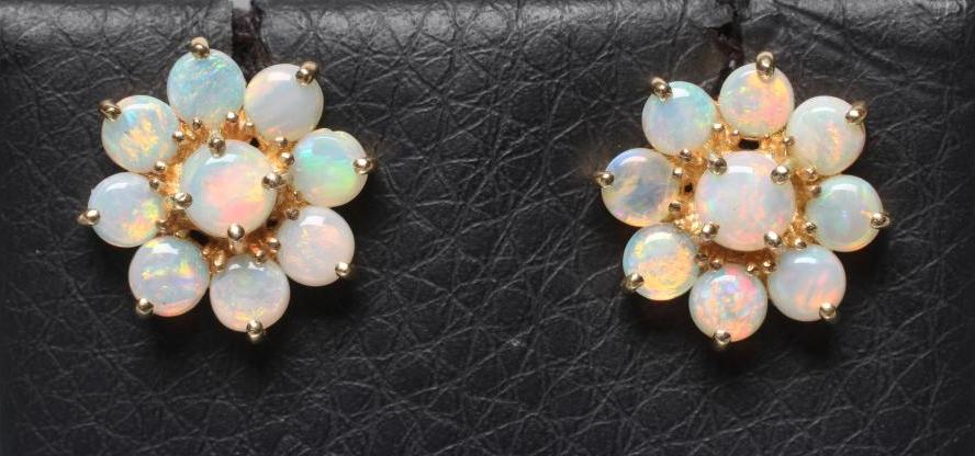 A PAIR OF OPAL CLUSTER EAR STUDS Image