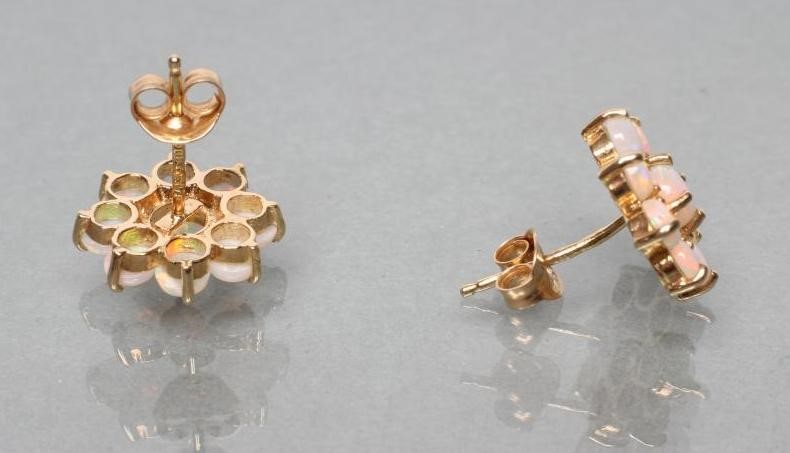 A PAIR OF OPAL CLUSTER EAR STUDS Image
