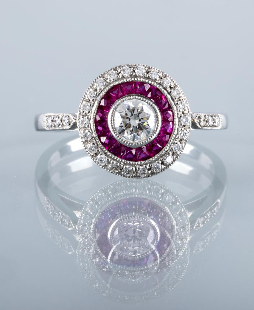 AN ART DECO STYLE DIAMOND AND RUBY DRESS RING Image