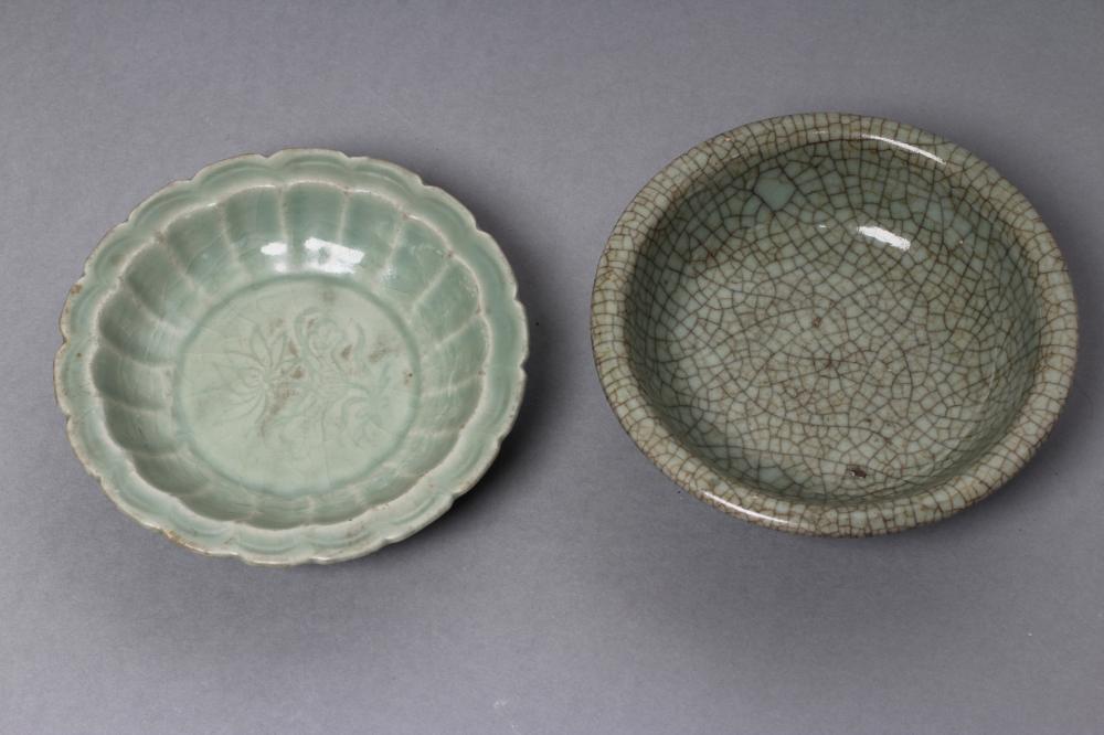 A CHINESE CELADON GLAZED SMALL DISH of lobed circular form Image