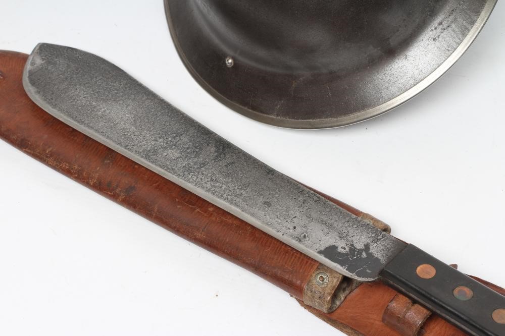 A BRITISH WWI HELMET with faux leather webbing Image