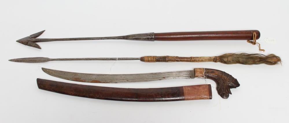 A MALAYSIAN GOLOK SWORD with 22" curved blade Image