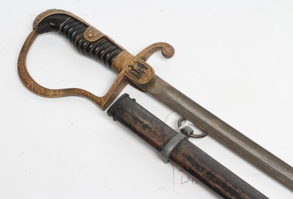 A GERMAN THIRD REICH ARMY OFFICER'S SWORD with 32 1/2" curved blade Image