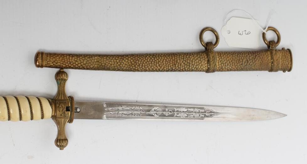 A PART COMPLETE THIRD REICH NAVAL OFFICER'S DAGGER Image