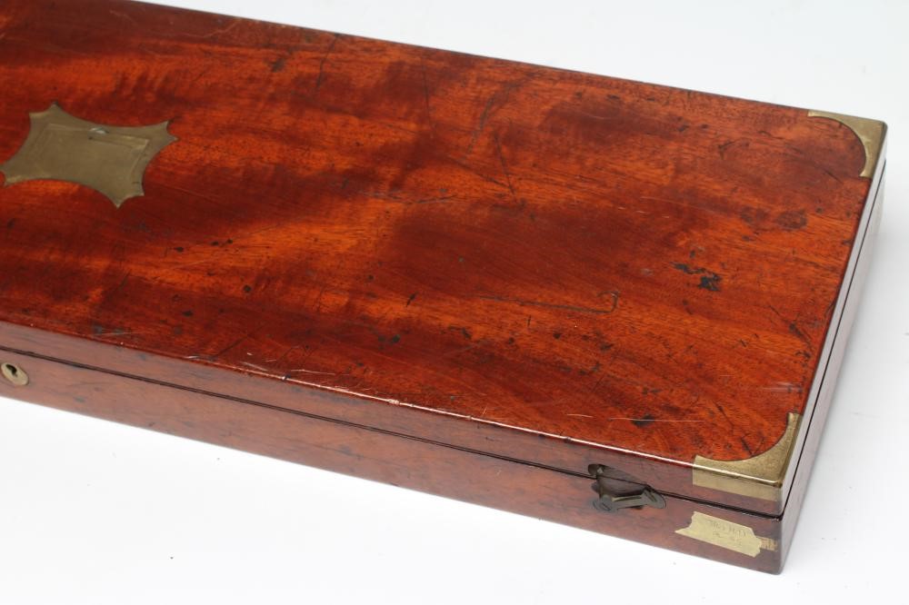 A THOMAS HILL OF DUNSE 14 BORE DOUBLE BARRELLED PERCUSSION SHOTGUN Image