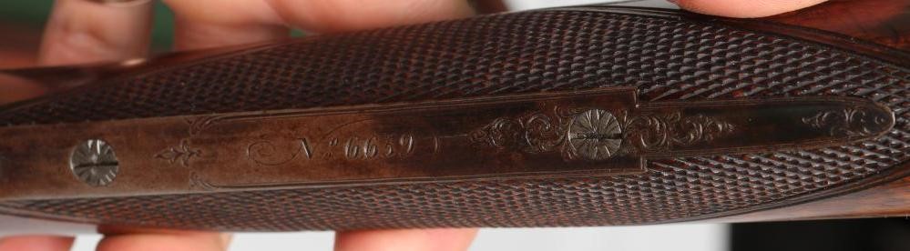 A THOMAS HILL OF DUNSE 14 BORE DOUBLE BARRELLED PERCUSSION SHOTGUN Image