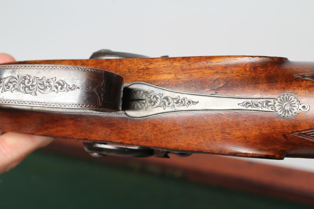 A THOMAS HILL OF DUNSE 14 BORE DOUBLE BARRELLED PERCUSSION SHOTGUN Image