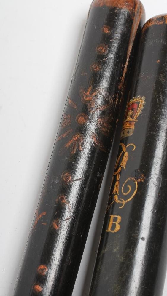 TWO CEREMONIAL POLICE TRUNCHEONS Image