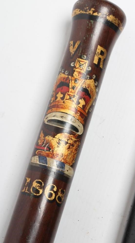 TWO VICTORIAN CEREMONIAL POLICE TRUNCHEONS Image