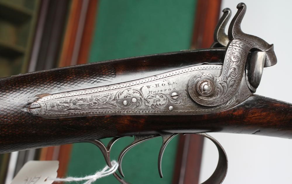 A WILLIAM HOLE OF BRISTOL 16 BORE PERCUSSION SHOTGUN Image