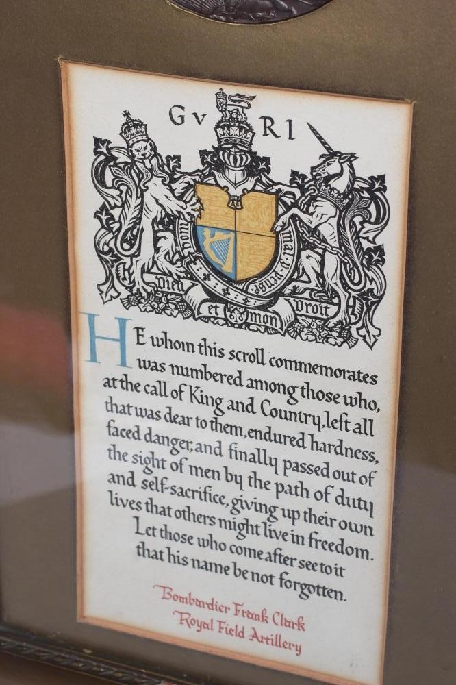 A FRAMED FAMILY OF MEDALS awarded to Bombardier Frank Clark of the Royal Field Artillery Image