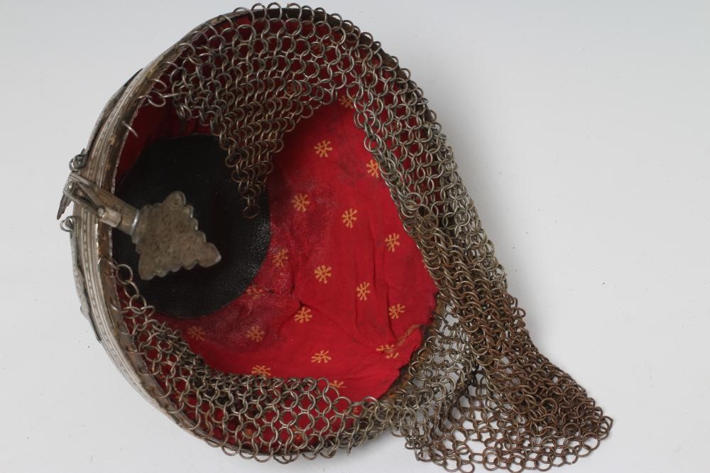AN INDO-PERSIAN KHULA KHUD HELMET AND SHIELD Image