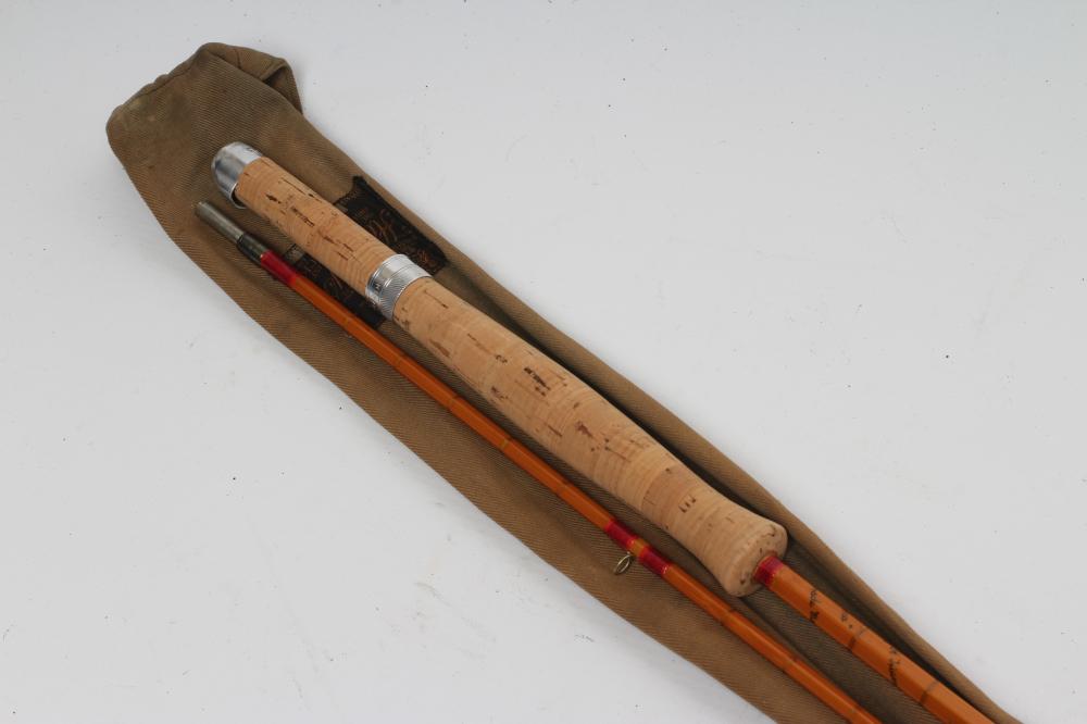 THE J.J.H. TRIUMPH HARDY PALAKONA SPLIT CANE 2PC FISHING ROD with half wells cork grip Image