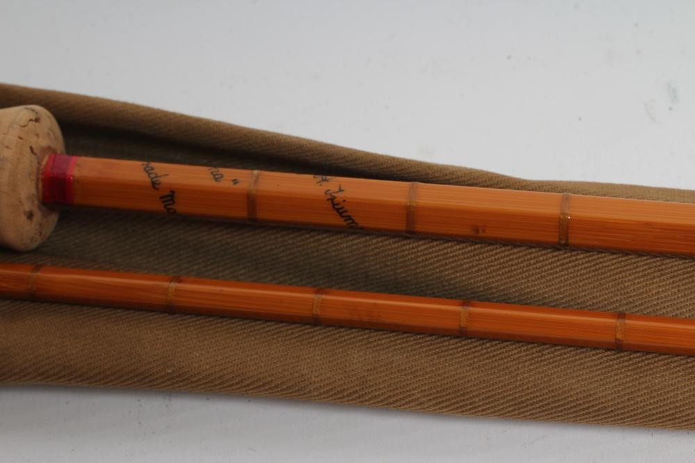 THE J.J.H. TRIUMPH HARDY PALAKONA SPLIT CANE 2PC FISHING ROD with half wells cork grip Image