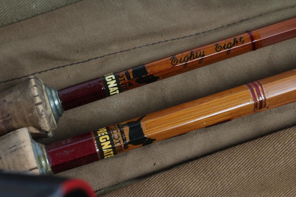 THREE SHARPES OF ABERDEEN SPLIT CANE "SCOTTIE" FISHING RODS Image