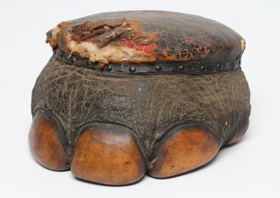 A TAXIDERMY ELEPHANT FOOT STOOL Image