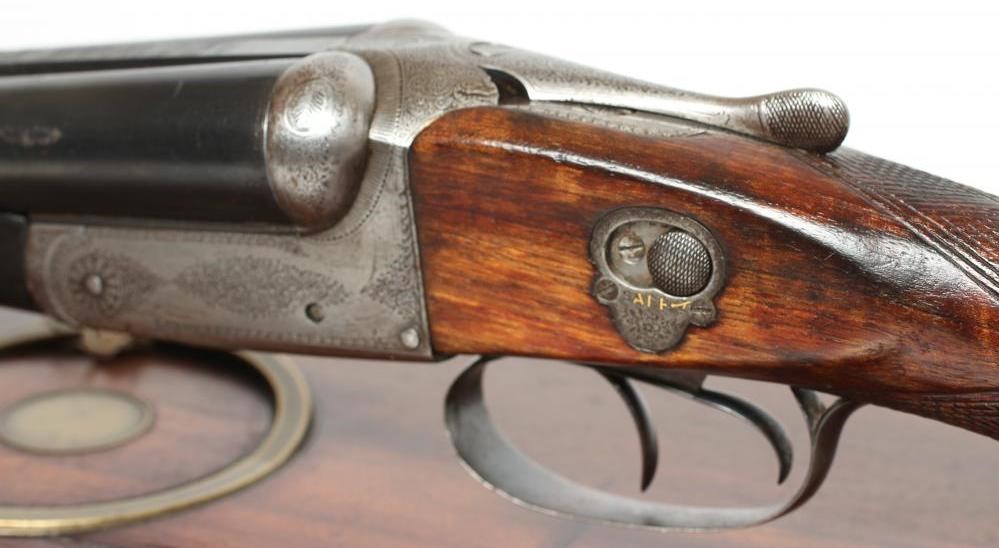 A HUNTER & SONS SIDE BY SIDE 12 BORE SHOTGUN converted from a large bore rifle Image