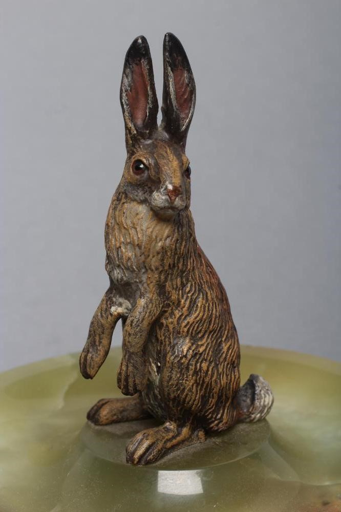 AN ART DECO COLD PAINTED SPELTER HARE Image